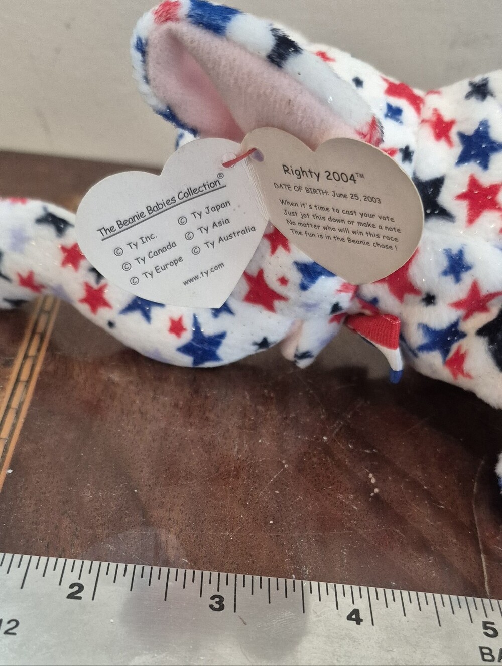 Ty Patriotic Star Beanie Plush - White with Red & Blue Stars
